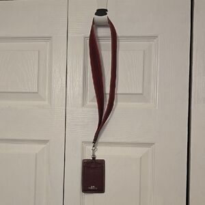 Coach Burgundy Lanyard ID Holder